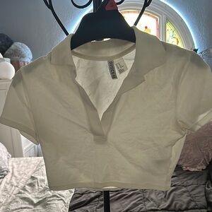 Divided brand white Fitted Crop Polo